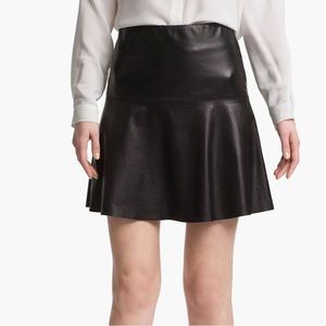 Vince Lambskin Black Leather Mini Skirt